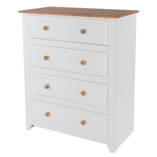 4 Drawer Chest Capri Waxed Pine & White