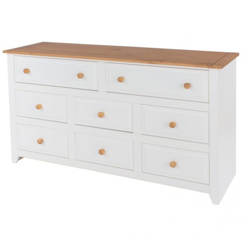 6+2 Drawer Large Chest Capri Waxed Pine & White