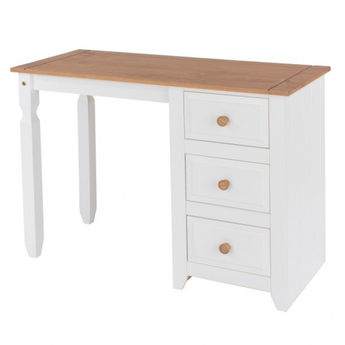 Single Pedestal Dressing Table Capri Waxed Pine & White