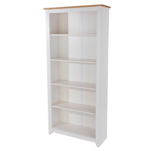 Tall Bookcase Capri Waxed Pine & White