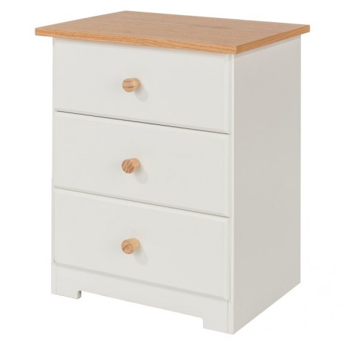 3 Drawer Bedside Cabinet  Colorado Warm White Painted