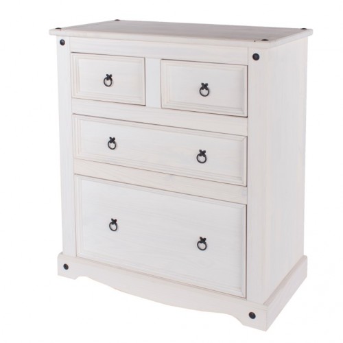 2+2 Drawer Chest Corona White Washed