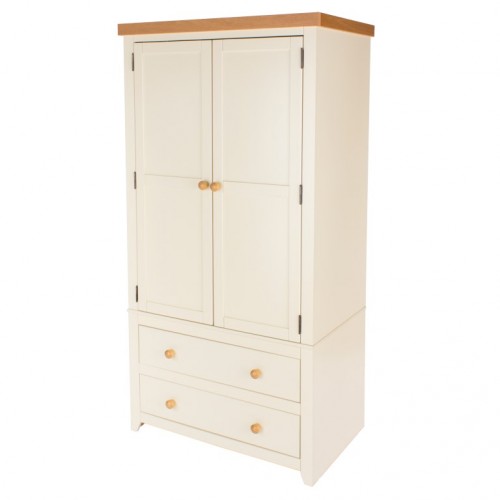 2 Door, 2 Drawer Wardrobe Jamestown Oak Cream Painted 