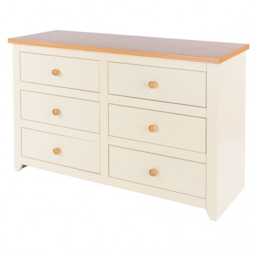 3+3 Drawer Wide Chest Jamestown Oak Cream Painted 