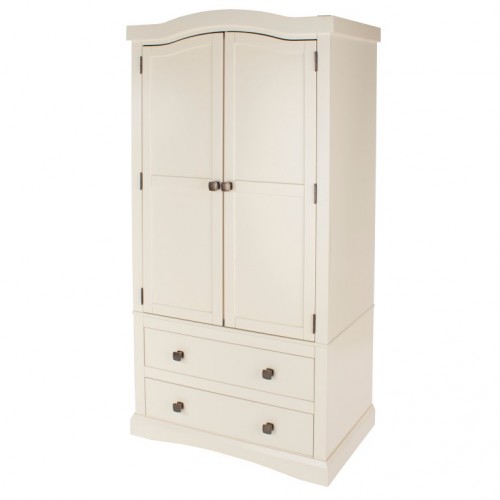 2 Door, 2 Drawer Wardrobe Quebec Cream Painted 