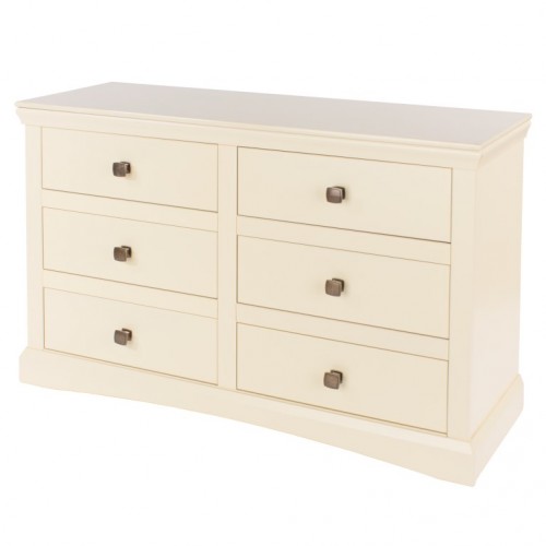 3+3 Drawer Wide Chest Quebec Cream Painted 