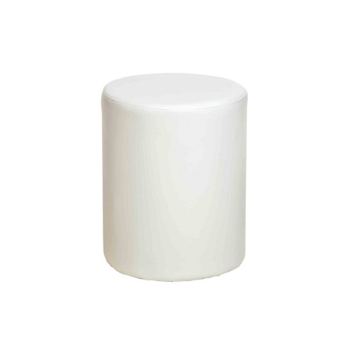 Round Stool In Cream Faux Leather Banff Warm White Painted