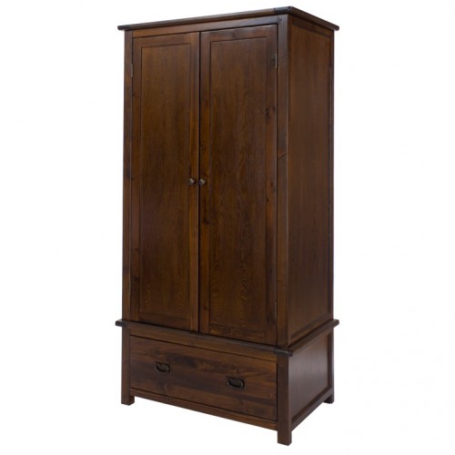 2 door, 1 drawer wardrobe boston handcrafted dark