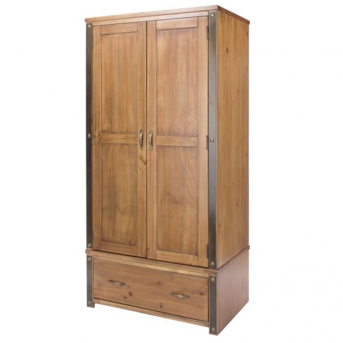 2 door,1 drawer wardrobe forge aged metal effect