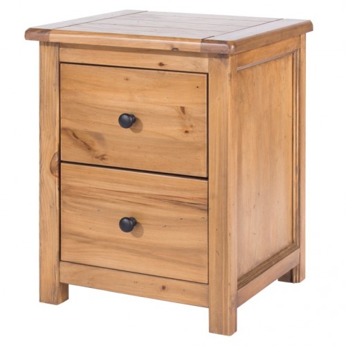2 drawer bedside cabinet denver handcrafted aged effect