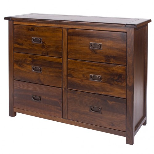 3+3 drawer wide chest boston handcrafted dark