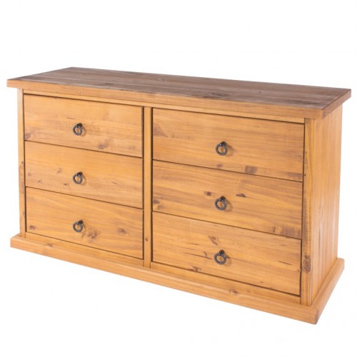 3+3 drawer wide chest farmhouse pine rough