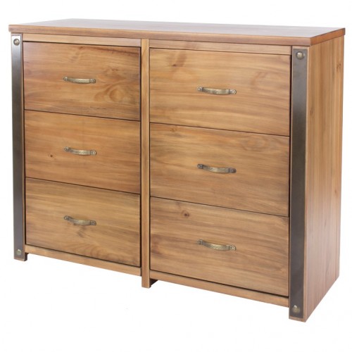 3+3 drawer wide chest forge aged metal effect