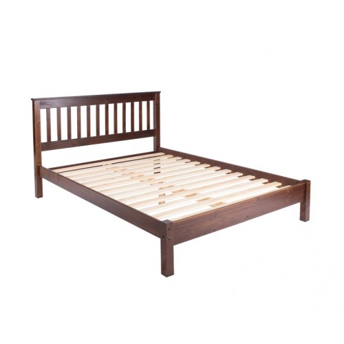 4'6" slatted lowend bedstead boston handcrafted dark