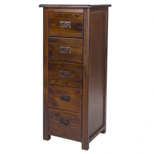 5 drawer narrow chest boston handcrafted dark