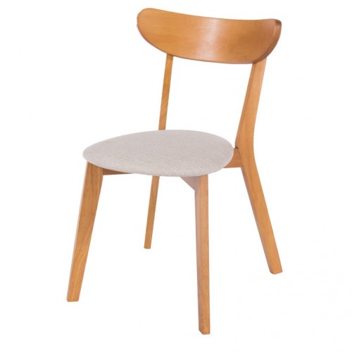 chair, curved back with cream fabric seat pad hamilton classic style