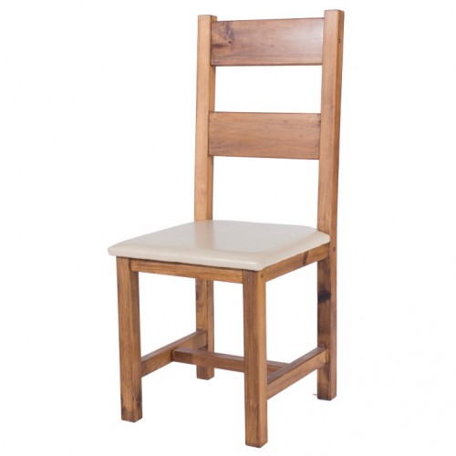 chair with Cream faux leather seat pad denver handcrafted aged effect