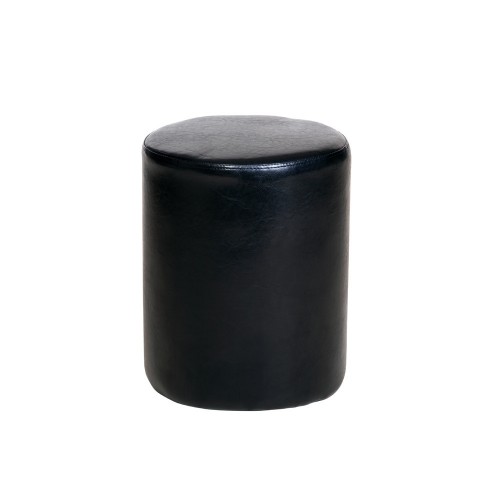 round stool in black faux leather boston handcrafted dark