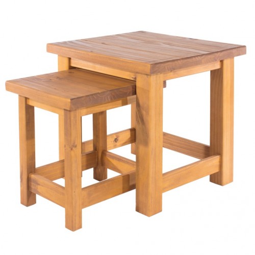 nest of 2 tables farmhouse pine rough