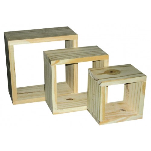 set of three wall cubes Home Ideas shelf board natural wood