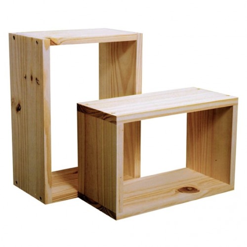 set of two wall cubes Home Ideas shelf board natural wood