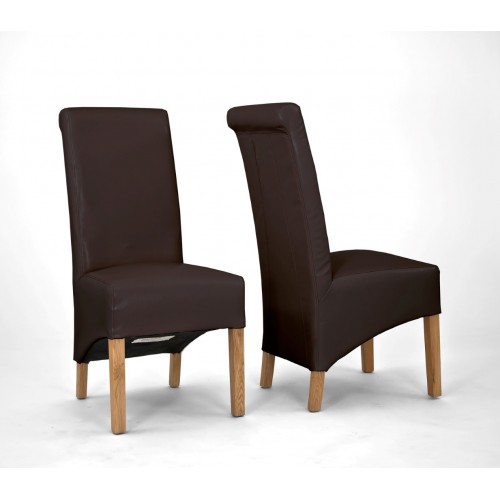 Sherwood Oak Rolltop PU / Bicast Leather Chair - Dark Brown - PAIR (New Style and Code)