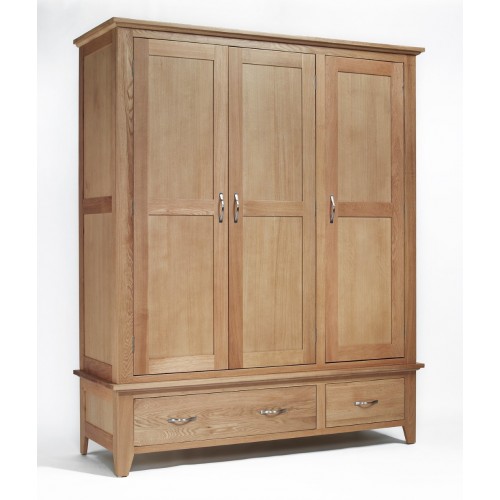 Sherwood Oak Triple Wardrobe 2 Drawer