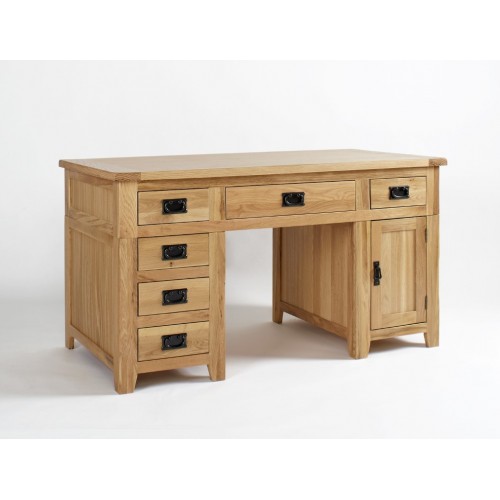 Westbury Oak Double Pedestal Desk