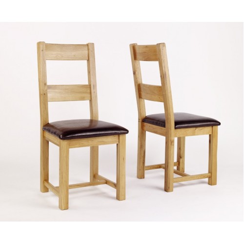 Westbury Oak Leather Dining Chair - Pair