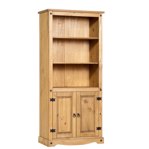 2 door bookcase corona premium waxed pine
