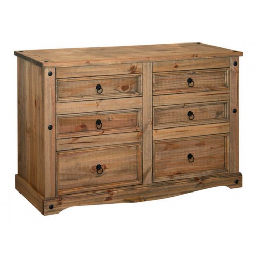 3+3 drawer wide chest corona premium waxed pine