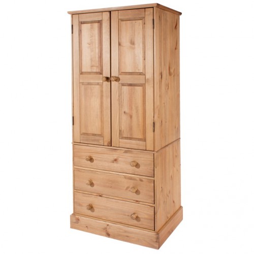 2 door, 3 drawer wardrobe cotswold waxed pine