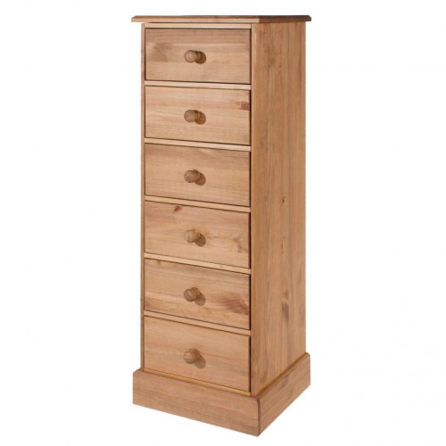 6 drawer narrow chest cotswold waxed pine