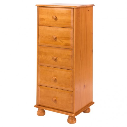 5 drawer narrow chest antique pine