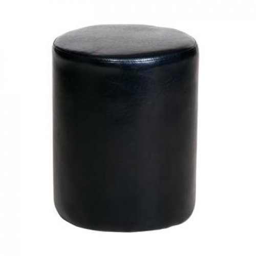 upholstered round stool in black faux leather