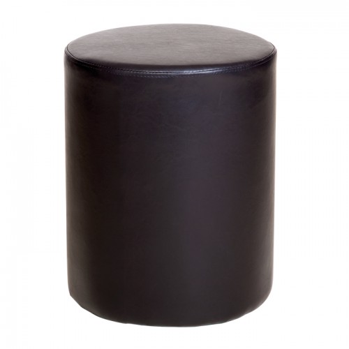 upholstered round stool in brown faux leather