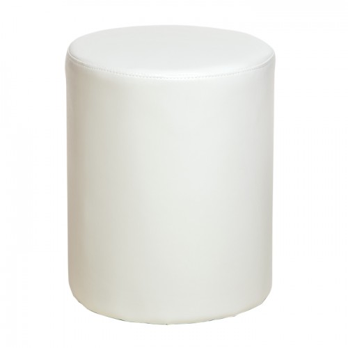 upholstered round stool in cream faux leather